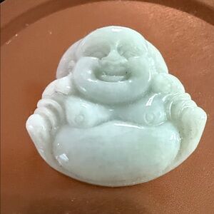 Carved White Jade Laughing Buddha Pendant